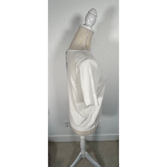 Liv Milano Soft as a Cloud White Seashell Short Sleeve Sweater - M - Picture 4 of 5